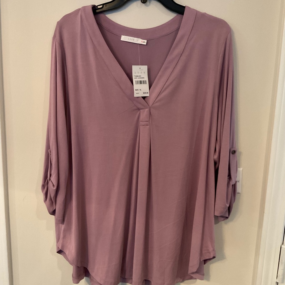 Lush Mauve V-Neck Blouse